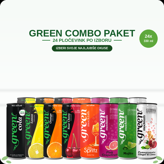Green Combo paket – 24 pločevink Green Cola brez sladkorja po izbiri